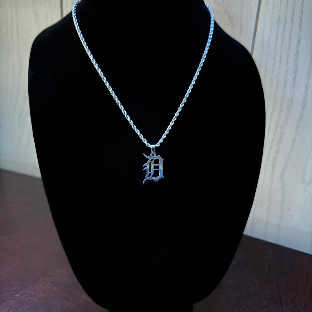 Detroit Tigers Necklace - 3mm Rope - 20" Silver Chain - MLB - Baseball Chain